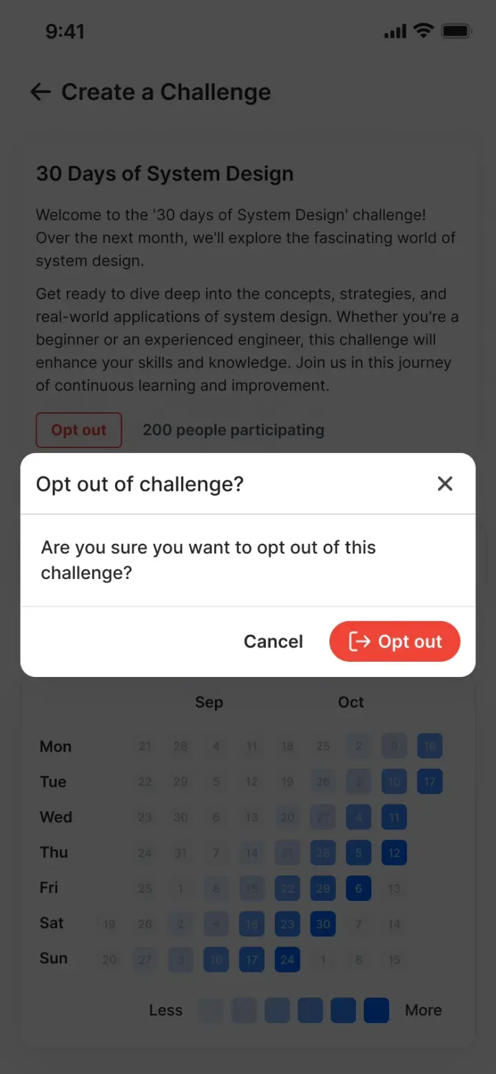 A Duggup confirmation dialog asking whether to opt out of a challenge, with cancel and opt-out actions
